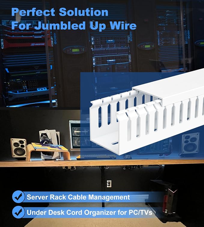 ZhiYo 2" H x 2" W Cable Raceway, Under Desk Wire Management Channel White | - Image 5