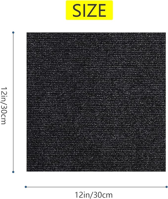 25pc 12" x 12" Self-Adhesive Carpet Tiles, Economical Temporary Flooring - Image 2