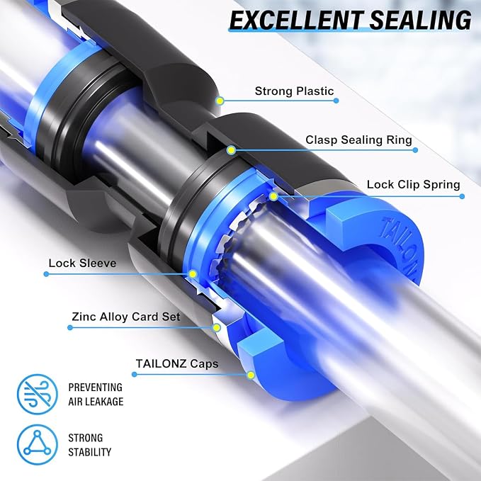TAILONZ PNEUMATIC 6mm od Push to Connect Fittings Pneumatic Fittings Kit 10 - Image 3