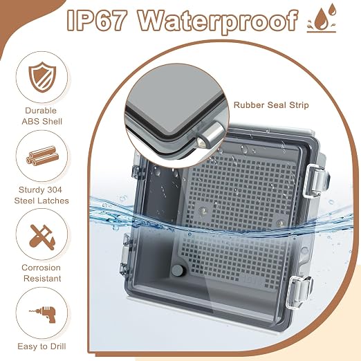 IP67 Waterproof Electrical Junction Box, 5.9x5.9x3.5 ABS Plastic Enclosure | - Image 2