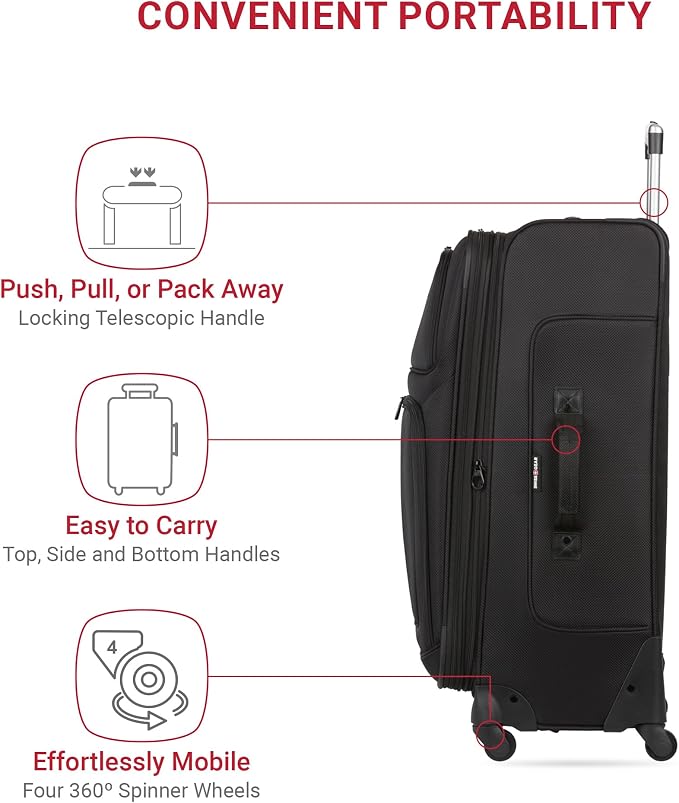 SwissGear Sion 3-Piece Set, Softside Expandable Luggage – 21 Inch Carry-On & 25 - Image 2