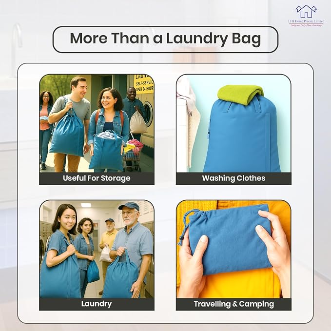 LFH Home Cotton Canvas Large Laundry Bag - Image 4