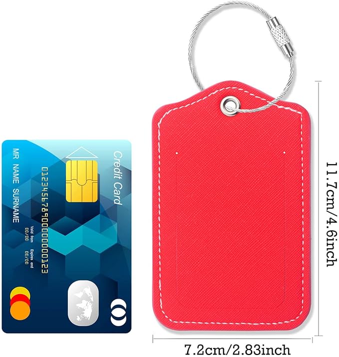 Luggage Tags for Suitcases-Leather Luggage Tag 4 Pack - Image 4