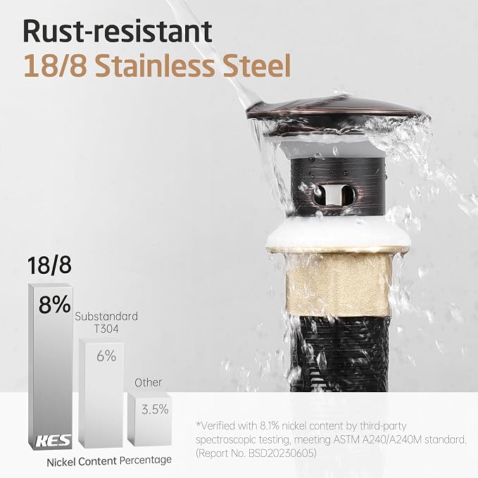 KES Bathroom Sink Drain with Strainer Basket Drain Hair Catcher, Pop Up Drain - Image 8
