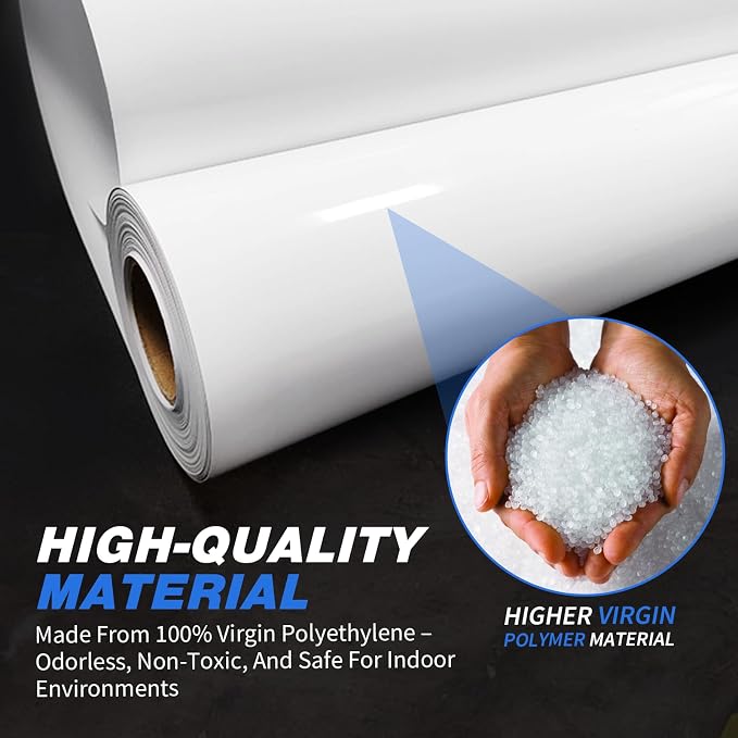 White Plastic Sheeting, 16 Mil 10' x 100', Crawl Space Vapor Barrier, Plastic - Image 4