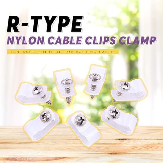 Swpeet 60 Pack White 5/16 Inch Nylon Plastic R-Type Cable Clips Clamp Kit - Image 4