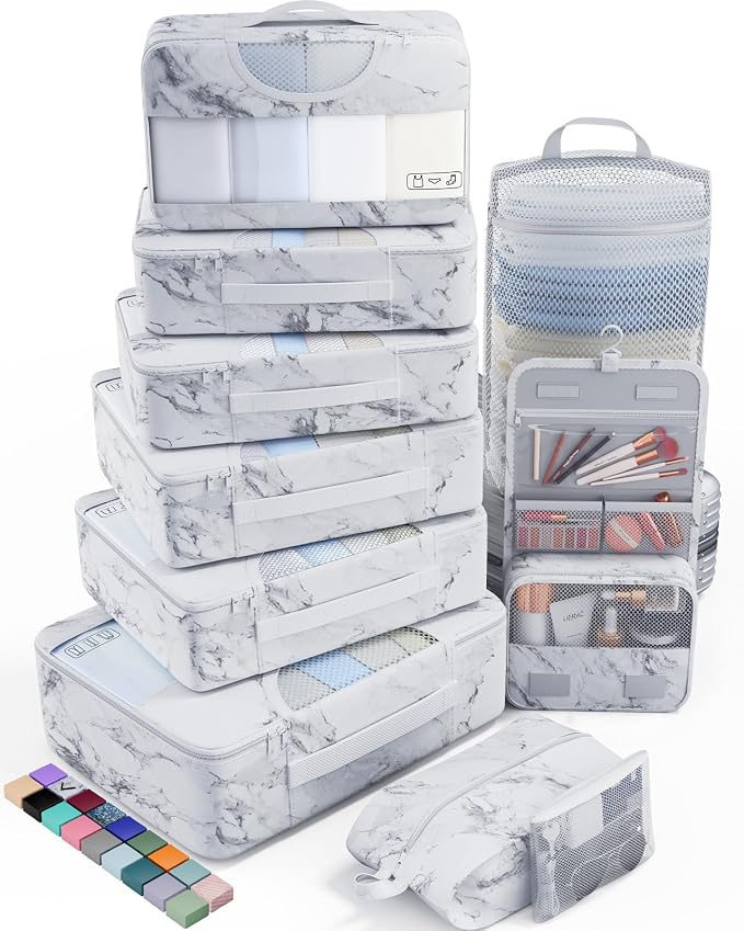 Veken 10 Set Packing Cubes for Travel Essential, Suitcase Organizer Bags in 4 by Veken