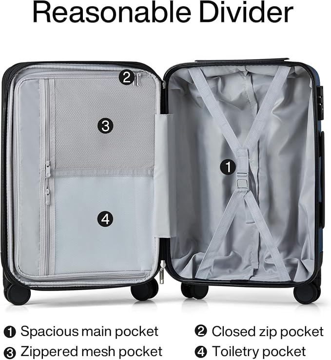 Hanke Expandable Hardshell Luggage Sets 3 piece Carry On Luggage - Image 7