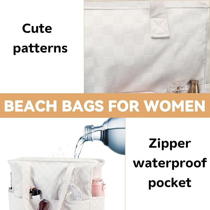 LEDAOU Beach Bag Waterproof Sandproof Women Tote Bag Pool Bag - Image 5