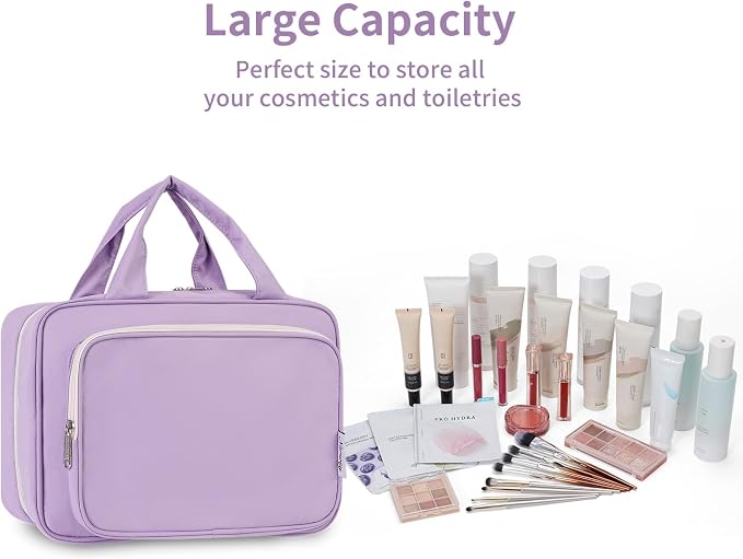 Narwey Travel Toiletry Bag for Women Large Hanging Makeup Bag Organizer - Image 6