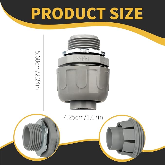 Conduit Connectors, 3/4 Inch, Non-Metallic, - Image 2