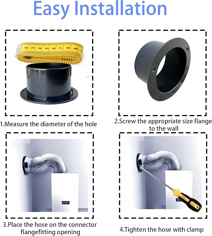 3 Inch Black Plastic Duct Connector Flange, ABS Straight Pipe Fitting - Image 6