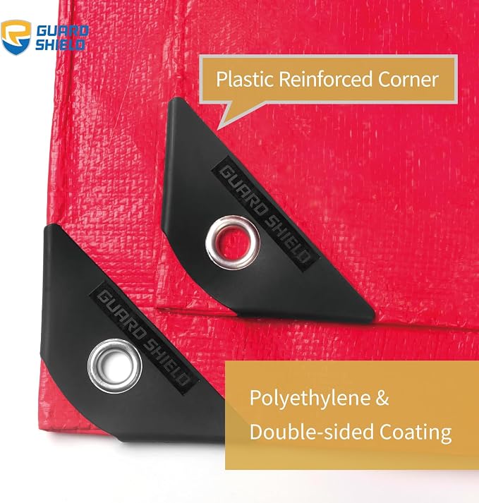 GUARD SHIELD Red Tarp 20x20 Feet Tarps High Visibility Outdoor Poly Cover - Image 2