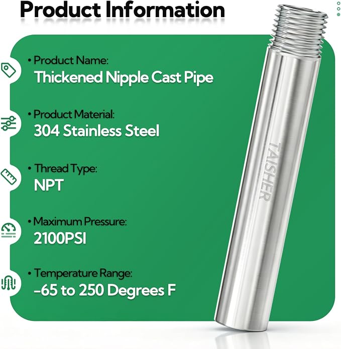 2pcs Thickened Nipple Cast Pipe 3/8" MNPT x 3/8" FNPT - Image 3
