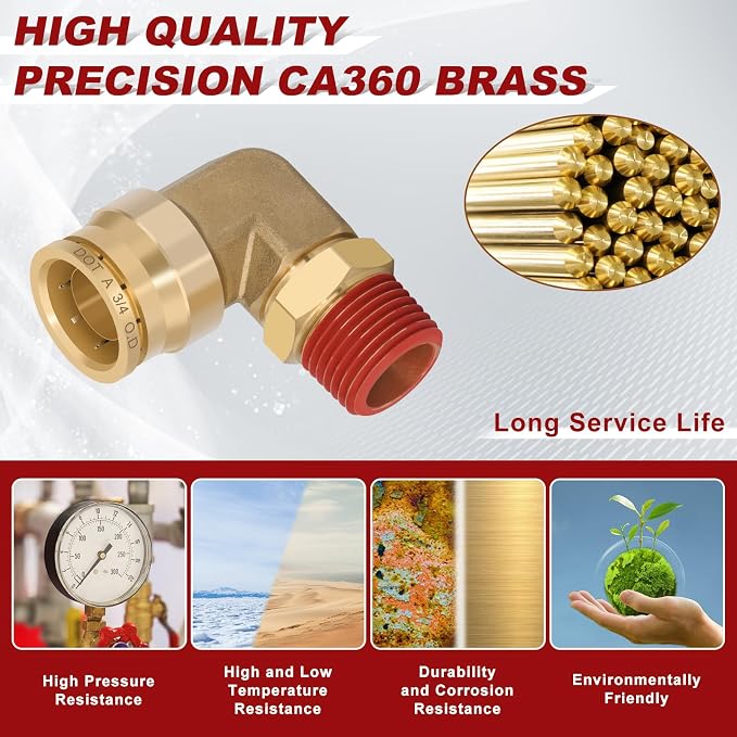 90° Swivel Male Elbow, 3/4" Tube x 1/2" NPT, DOT Approved 2PCS | - Image 2