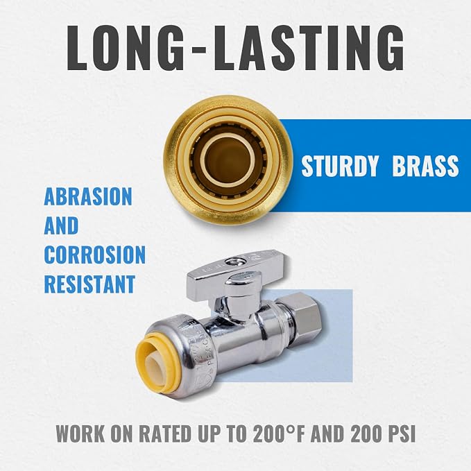 Straight Stop Valve, Water Shut Off Valve 1/2" x 3/8" Comp, Toilet Water Shutoff - Image 5