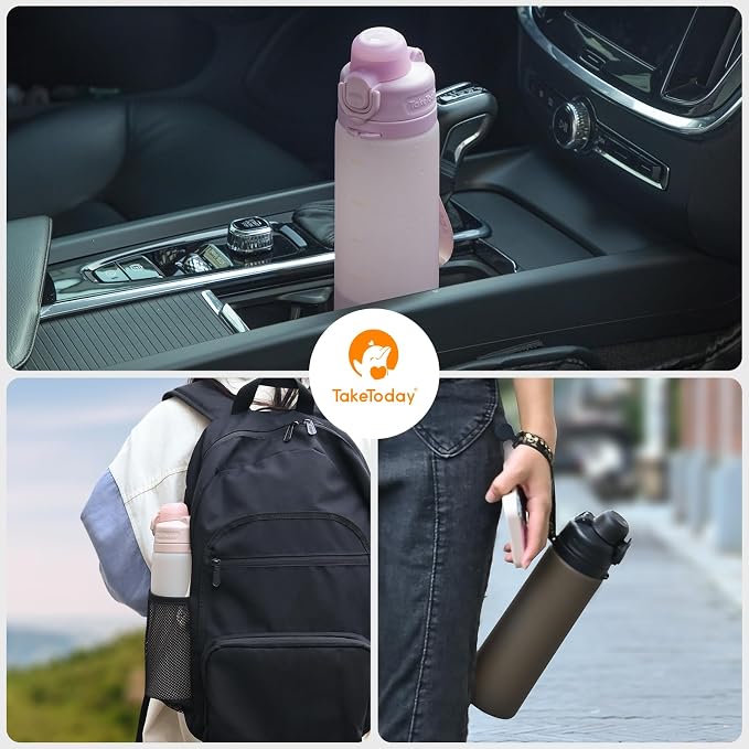 TakeToday Collapsible Water Bottles 20oz, Leak Proof, Foldable Silicone Travel - Image 5