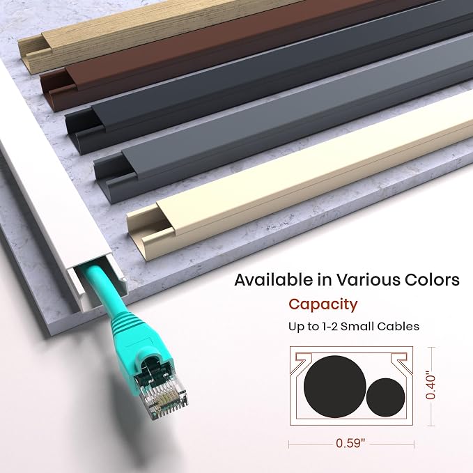 157in Cord Hider for 1-2 Wire, Self Adhesive One-Cord Channel Cable Concealer - Image 2