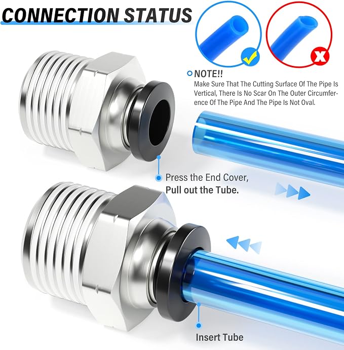 TAILONZ PNEUMATIC Male Straight 6mm Tube OD x 3/8 Inch NPT Thread Push to - Image 6
