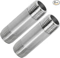 304 Stainless Steel Nipple Pipe Fitting 3/8" NPT X 3/8" NPT Male Thread Cast by Fitvell