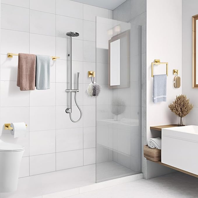 TQKAG 5 Piece Brushed Gold Bathroom Accessories 23.6" Bathroom Hardware Set - Image 6