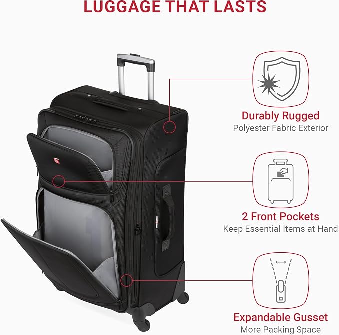 SwissGear Sion 3-Piece Set, Softside Expandable Luggage – 21 Inch Carry-On & 25 - Image 4