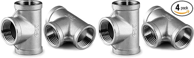 Beduan 2 PCS Stainless 1/2" Tee Female NPT T Shaped 3 Way Cast Pipe Fitting by Beduan