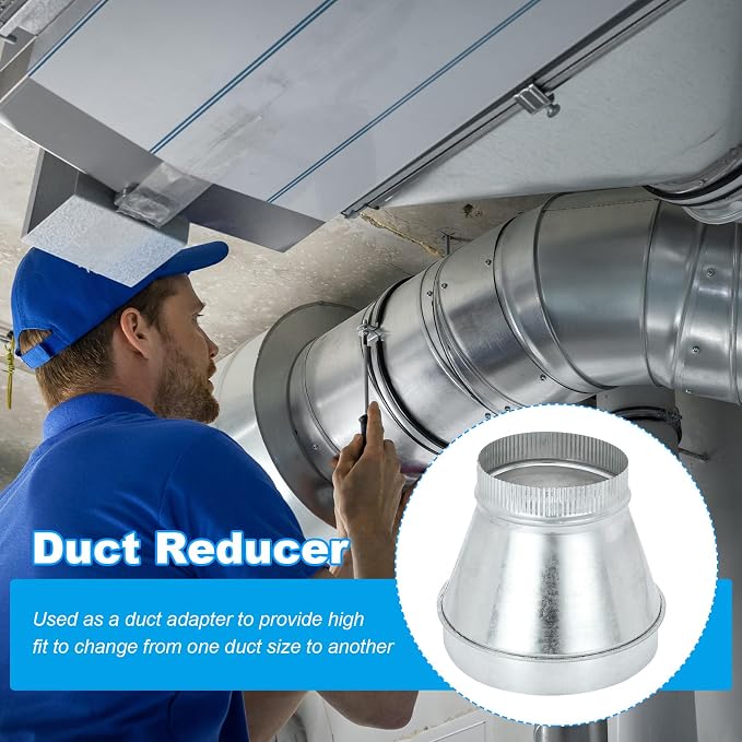 PATIKIL 12 Inch to 6 Inch Duct Reducer, Galvanized Steel Round Air Duct Reducer - Image 4