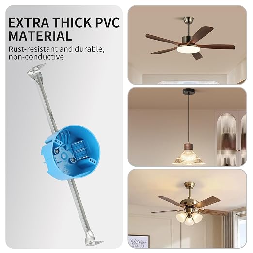 1 Gang Ceiling Fan Box, 50 lb, Round Nonmetallic, 1 Pack Blue | 20 cu in - Image 4