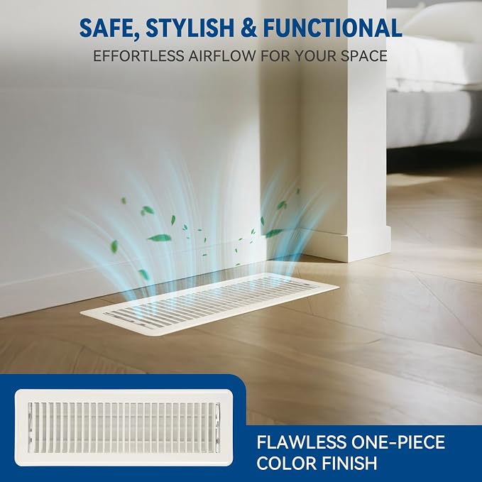 4" x 14" Floor Register Vent Covers 2-Pack, Cream White - Image 3