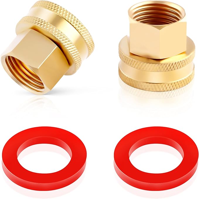 2 Pack Lead-Free Brass Garden Hose Threaded 3/4" GHT to 1/2 NPT Adapter | Green by LitOrange