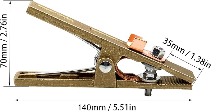 300-Amp Welding Ground Clamp, Brass A-shape Earth Clamp - Image 2