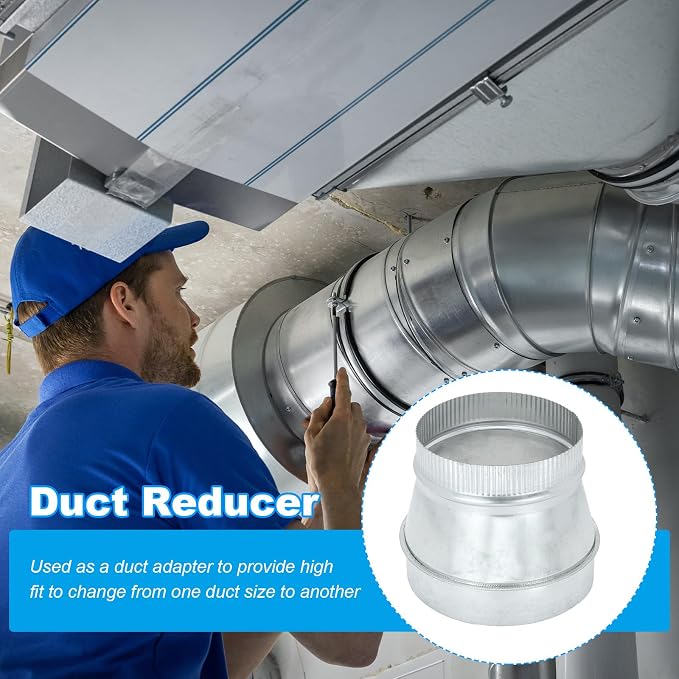 PATIKIL 7 Inch to 6 Inch Duct Reducer, Galvanized Steel Round Air Duct Reducer - Image 4
