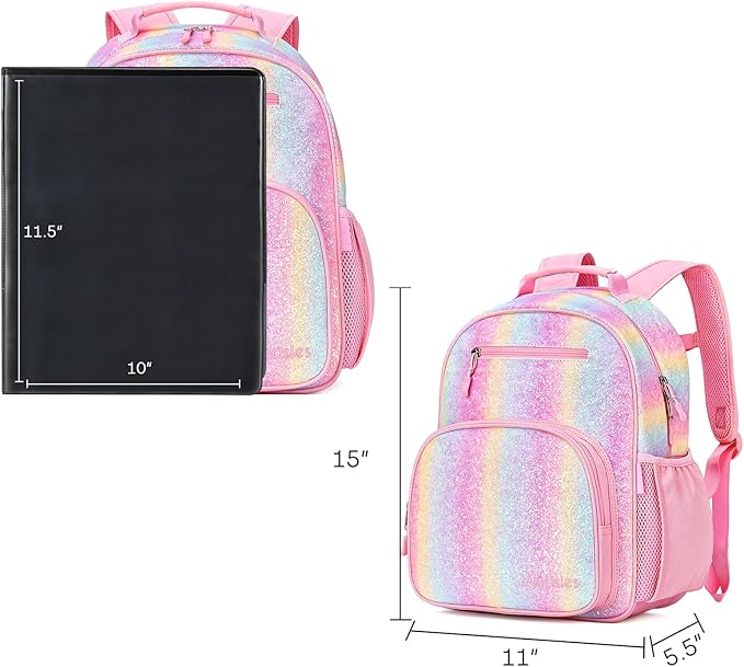 mibasies Girls Backpack 5-8: Glitter Kids Backpacks - Image 6
