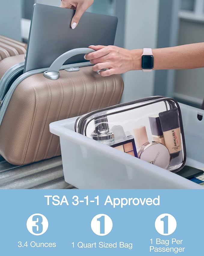 BAGSMART Clear Toiletry Bag, 2 Pack TSA Approved Travel Toiletry Bag Carry on - Image 3