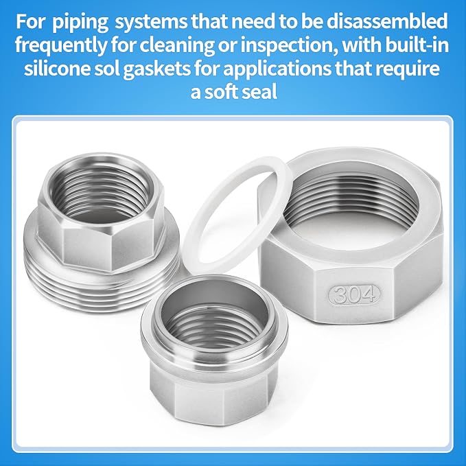 ChillWaves 304 Stainless Steel Cast Pipe Fitting, Union，3/4" NPT Female Thread - Image 4