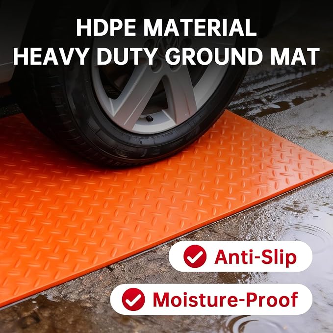 12Pcs 4'x8' Ground Protection Mats w/22 Connectors, Double Sided Diamond Tread - Image 8