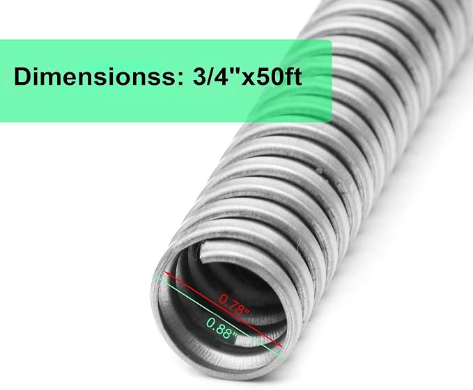 3/4 Inch Flexible Reduced Wall Electrical Conduit, 50 Ft Iron Galvanized Cable - Image 5