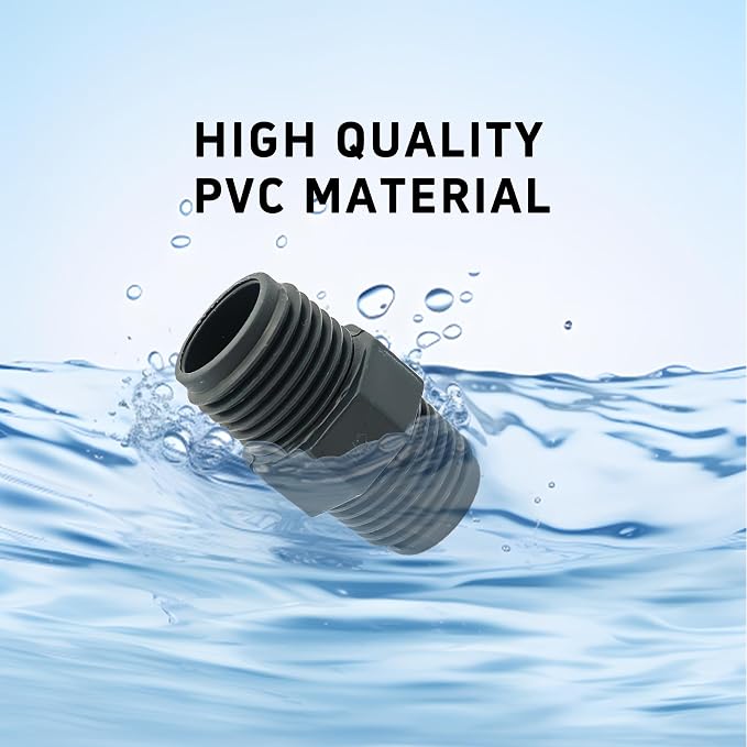 10PCS 1/2" PVC Hex Nipple Fitting, G1/2 X G1/2 Male Thread Coupling Adapter - Image 5