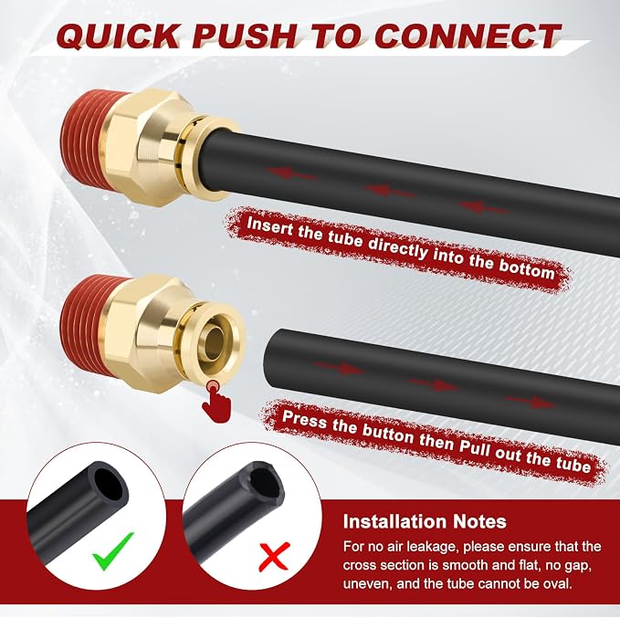 DOT Approved Male Straight Brass Union 1/4" Tube x 1/4" NPT, Quick Connect Union - Image 3