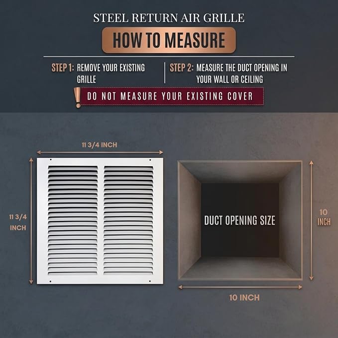 Fits 10x10 Duct Opening | Steel Return Air Grille, Air Return Vent Cover - Image 2