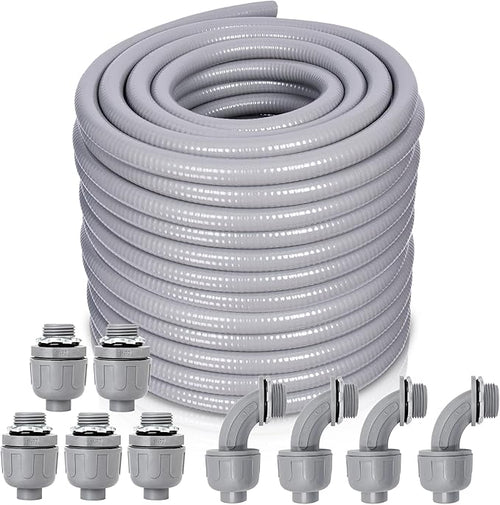 1 Inch 100 FT Non Metallic Liquid-Tight Conduit and Connector Kit by Feotech