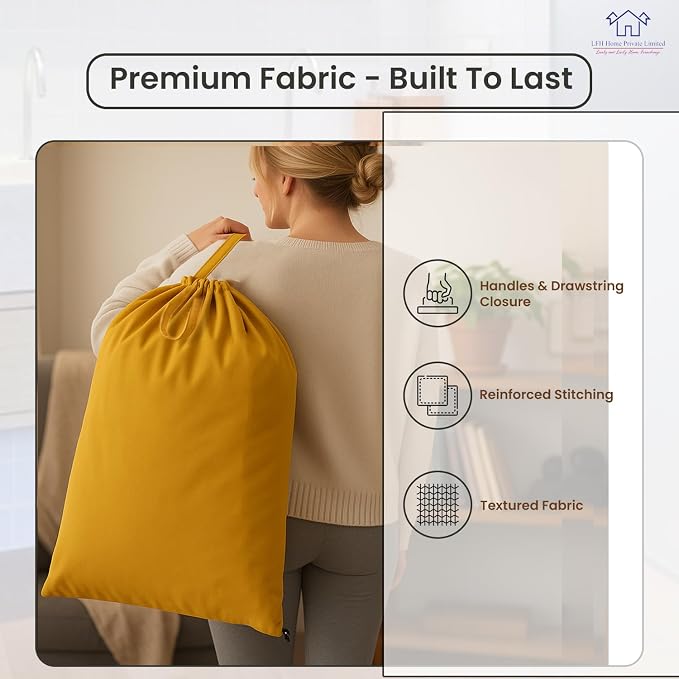 LFH Home Cotton Canvas Large Laundry Bag - Image 4
