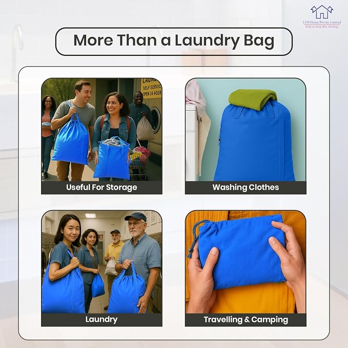 LFH Home Cotton Canvas Large Laundry Bag - Image 9