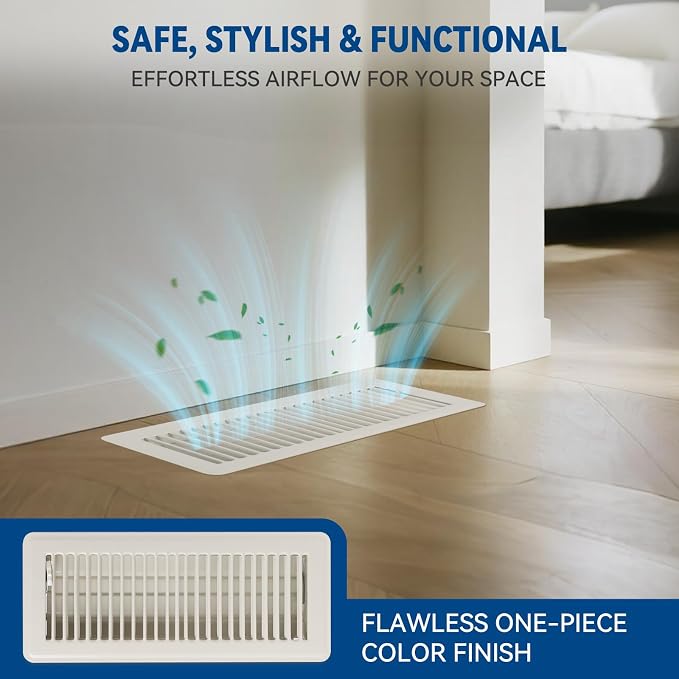 4" x 12" Floor Register Vent Covers 2-Pack, Cream White - Image 3