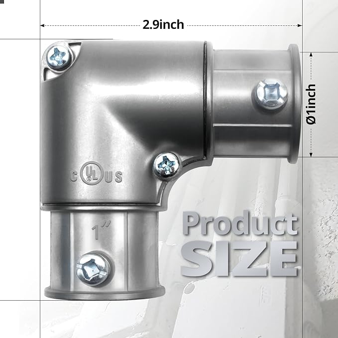 1" 90 Degree Inside Corner Pull-Elbow, EMT Fitting, 5 Pack | Zinc Die-Cast Body - Image 2