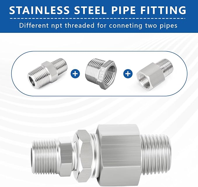 316 Stainless Steel Hex Bushing Reducer, 3/4" NPT Male to 1/4" NPT Female Pipe - Image 5