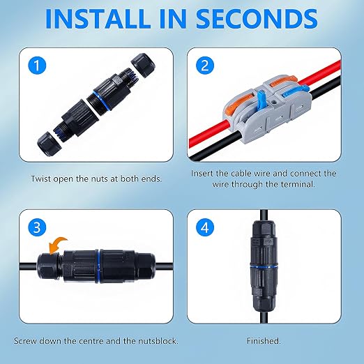 5PCS IP68 Waterproof Junction Box, Outdoor 2 Way Electrical Cable Connector - Image 6