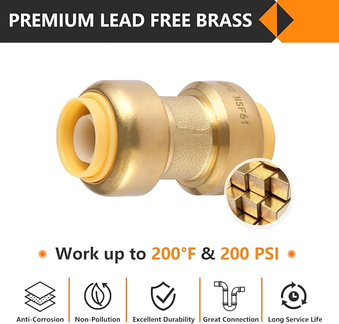 200PC HeSun Pushfit Coupling, 3/4"x3/4" Push to Connect Plumbing Fittings | - Image 3