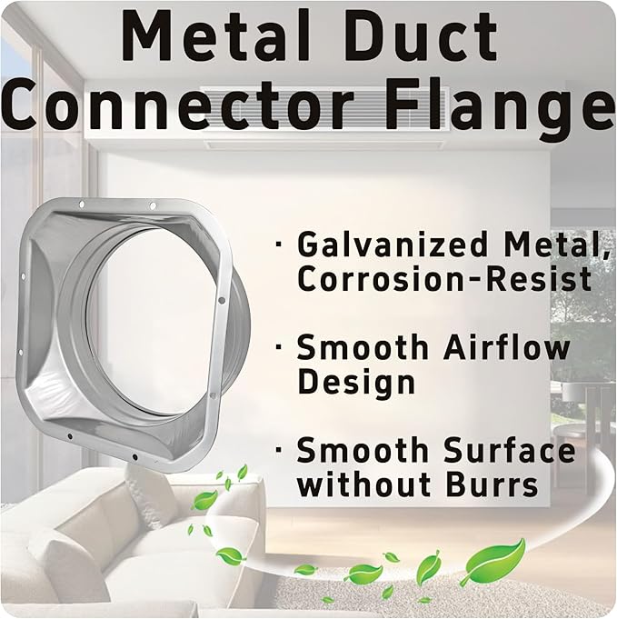 6 Inch Duct Connector Flange, Metal Straight Pipe Flange Square to Round - Image 4